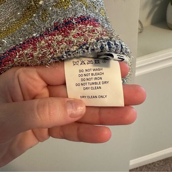 NWT Molly Goddard Silver Gold Metallic Knit Short Sleeve Sweater Top Medium - Picture 9 of 16